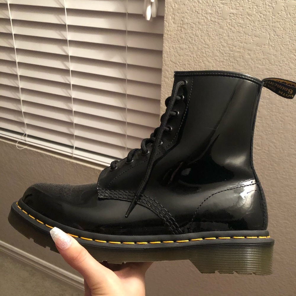 Shiny Black Dr. Martens boots!